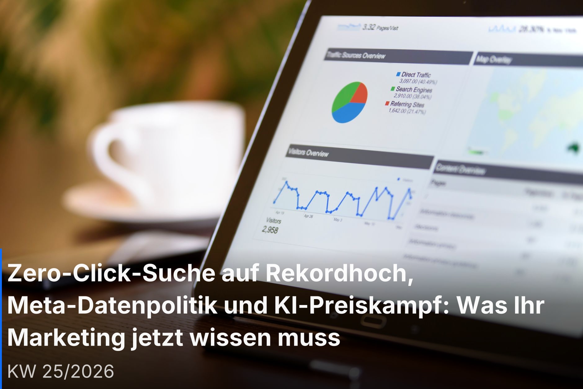 Digitales Marketing-Dashboard mit KI-Analyse und Suchmaschinenoptimierung