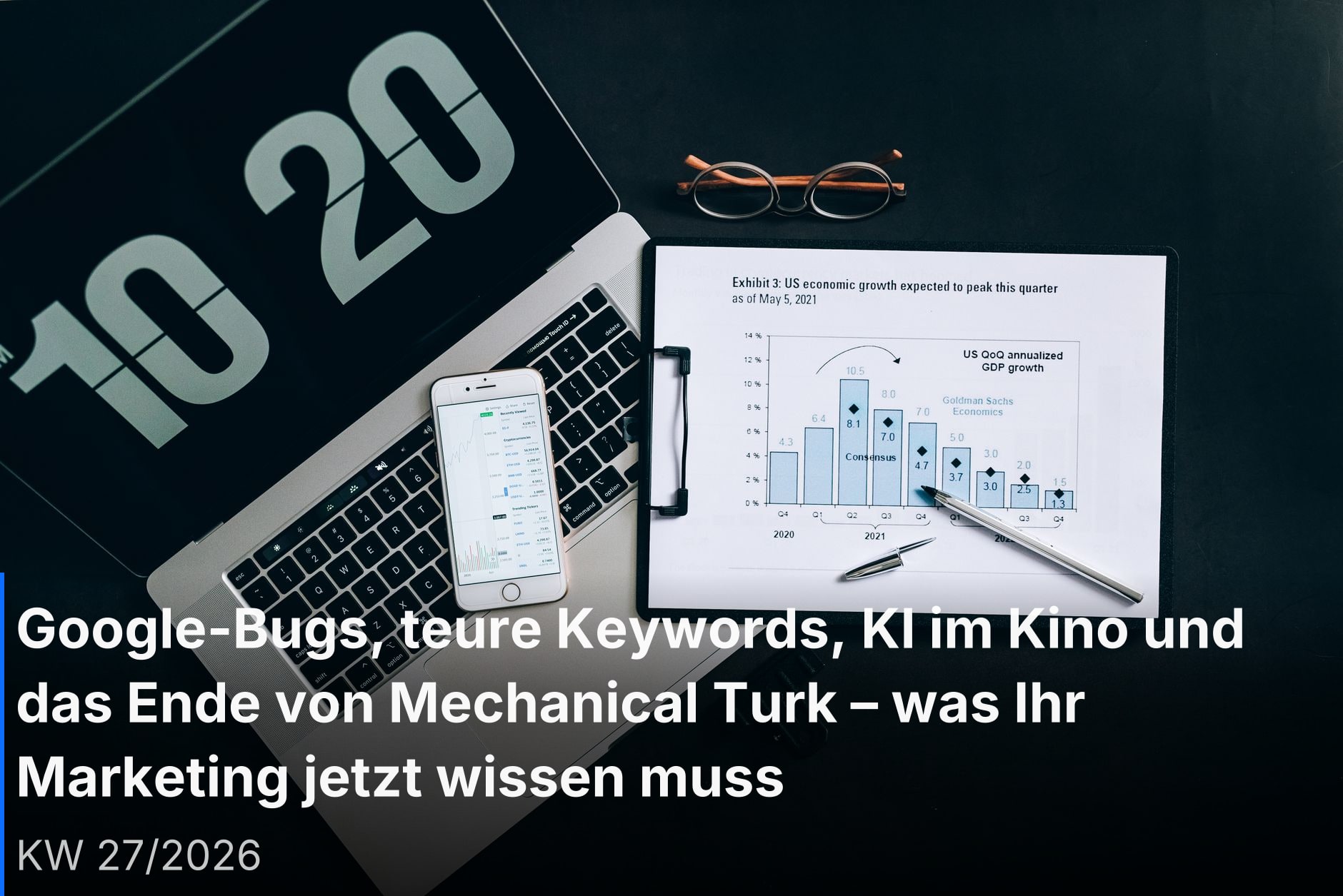 Marketing-Team analysiert digitale Kampagnendaten auf einem Dashboard-Bildschirm