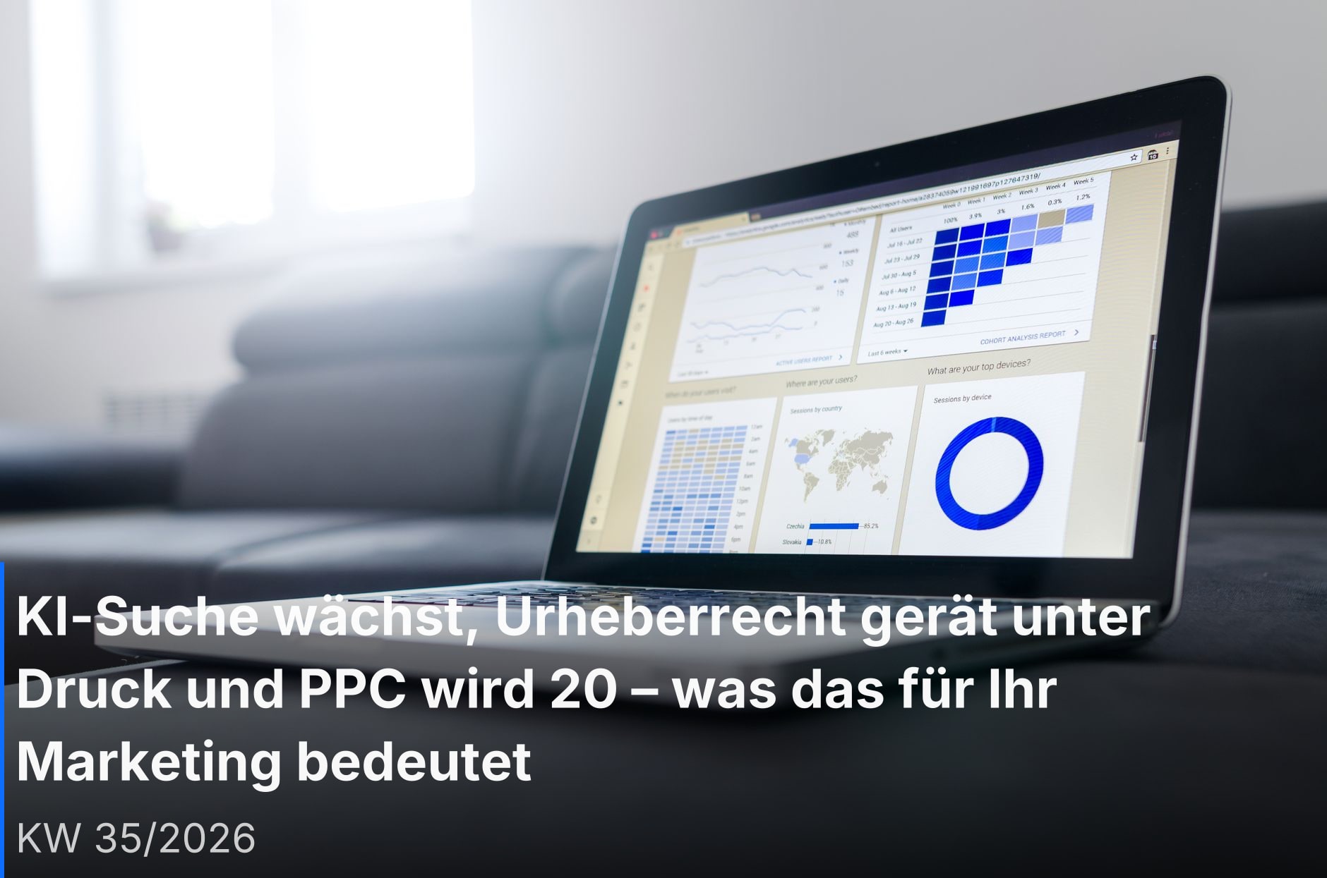 Digitales Marketing-Dashboard mit KI-Analyse und Suchmaschinenoptimierung
